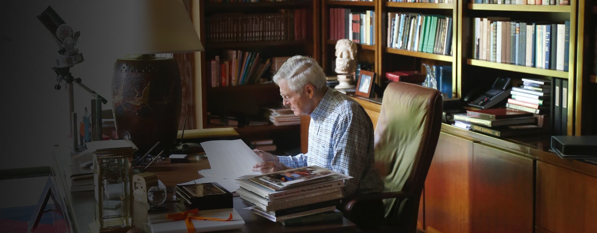 man in library